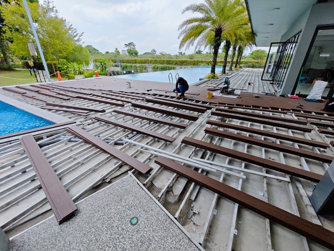 Composite Decking with Built-in Planters for Lush Greenery